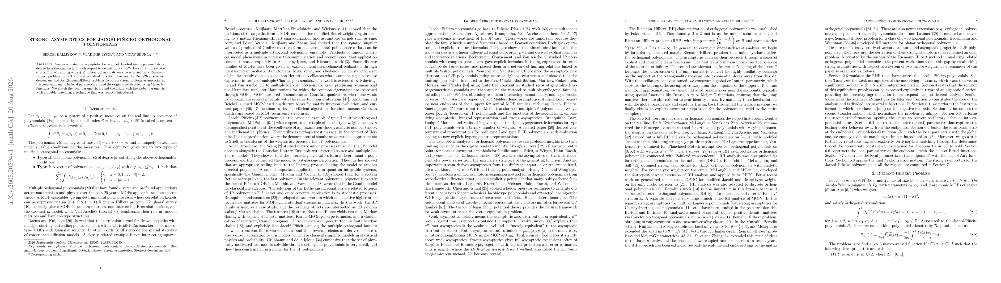 Thumbnail for Strong asymptotics for Jacobi-Piñeiro orthogonal polynomials