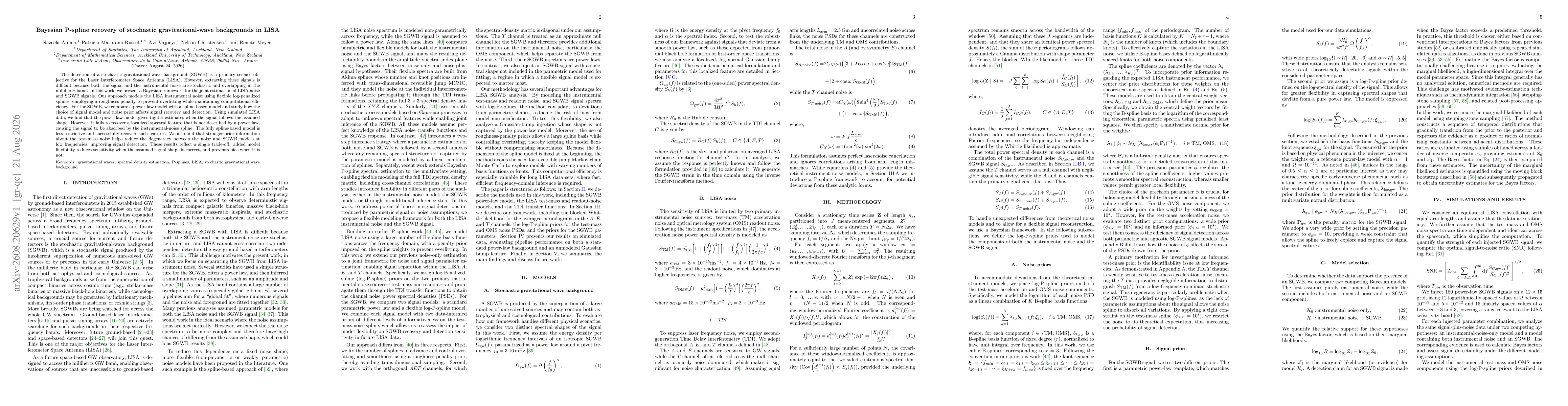 Thumbnail for Bayesian P-spline recovery of stochastic gravitational-wave backgrounds in LISA