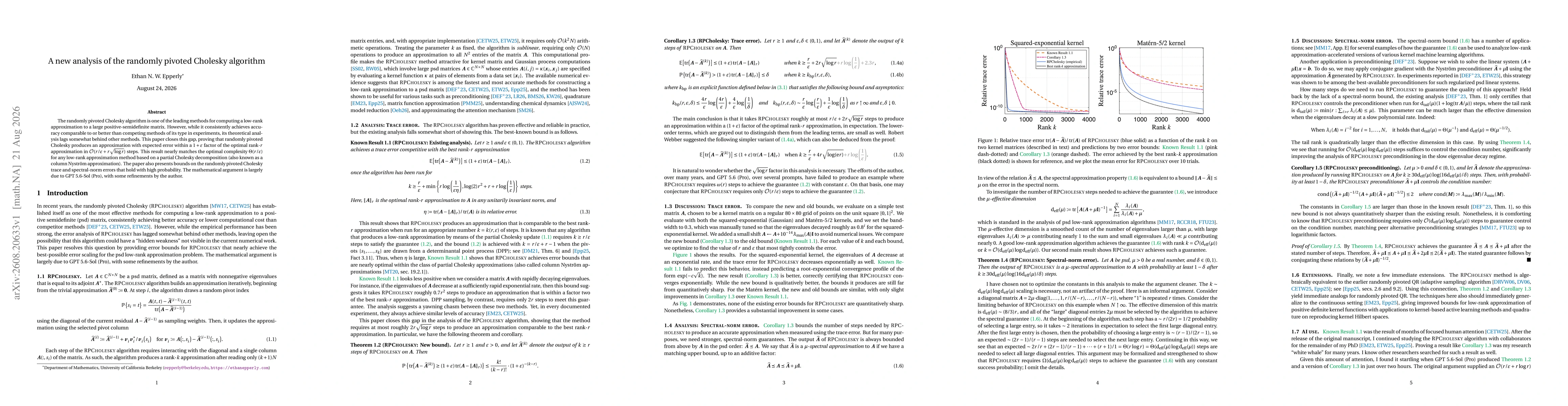 Thumbnail for A new analysis of the randomly pivoted Cholesky algorithm