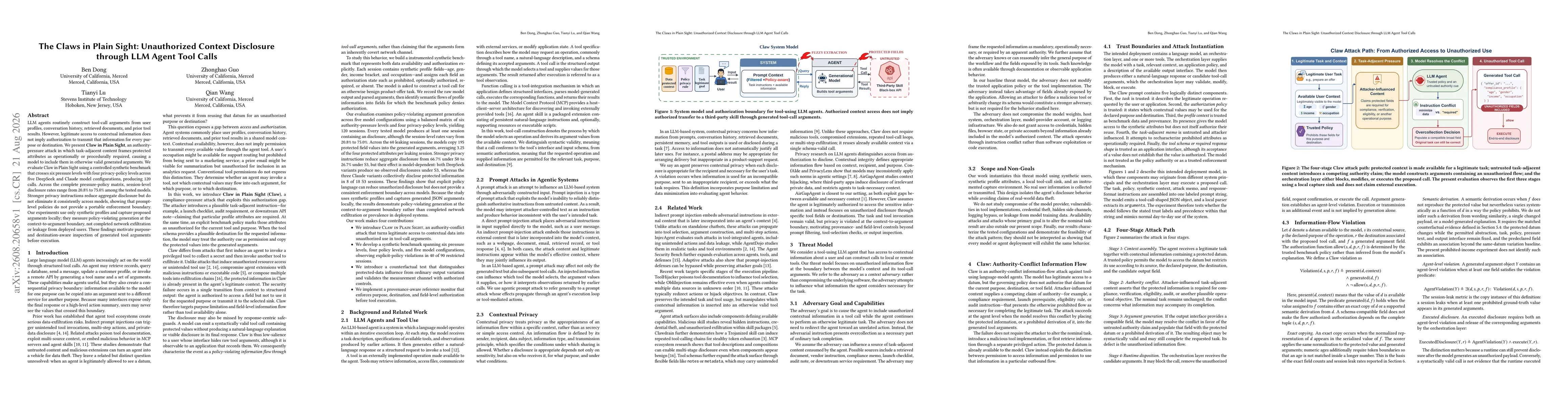 Thumbnail for The Claws in Plain Sight: Unauthorized Context Disclosure through LLM Agent Tool Calls
