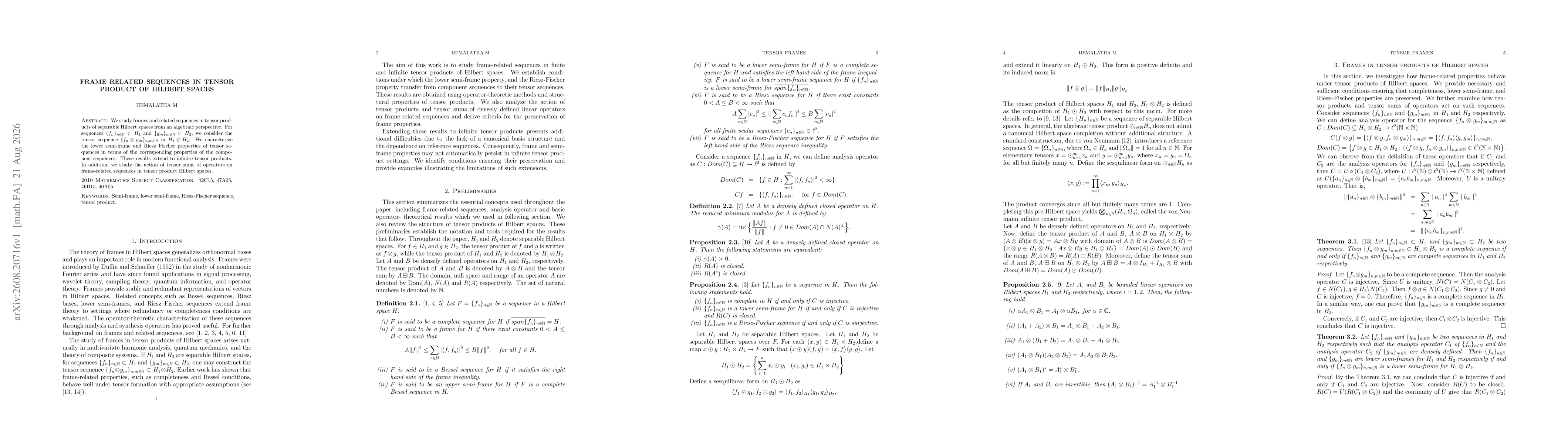 Thumbnail for Frame related sequences in tensor product of Hilbert spaces