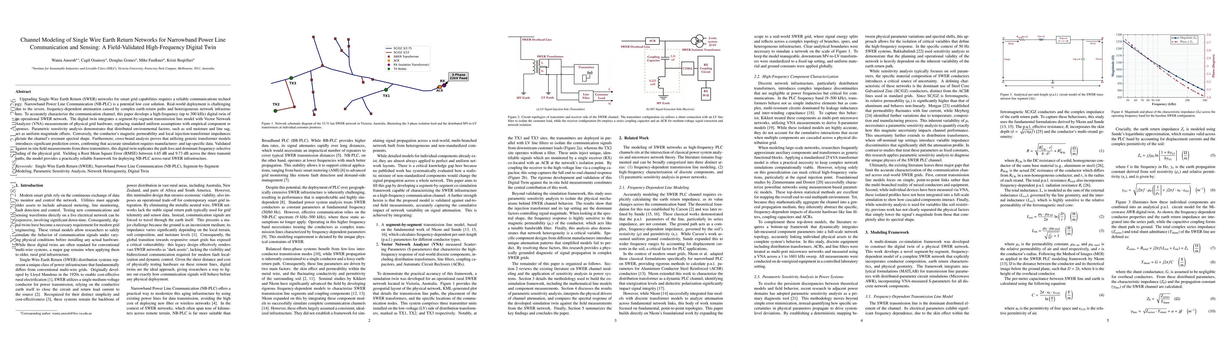 Thumbnail for Channel Modeling of Single Wire Earth Return Networks for Narrowband Power Line Communication and Sensing: A Field-Validated High-Frequency Digital Twin