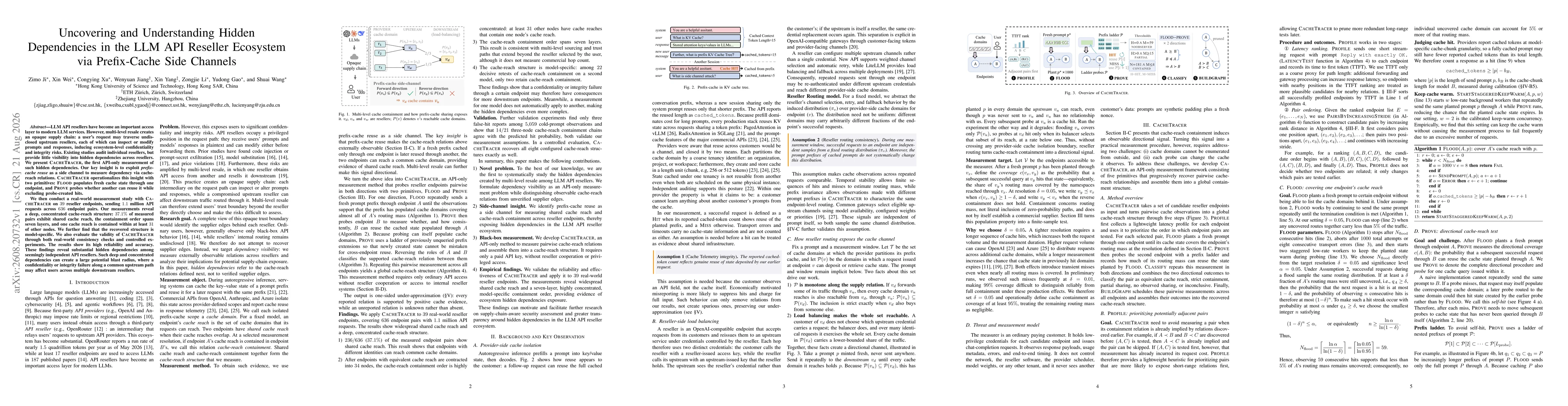 Thumbnail for Uncovering and Understanding Hidden Dependencies in the LLM API Reseller Ecosystem via Prefix-Cache Side Channels