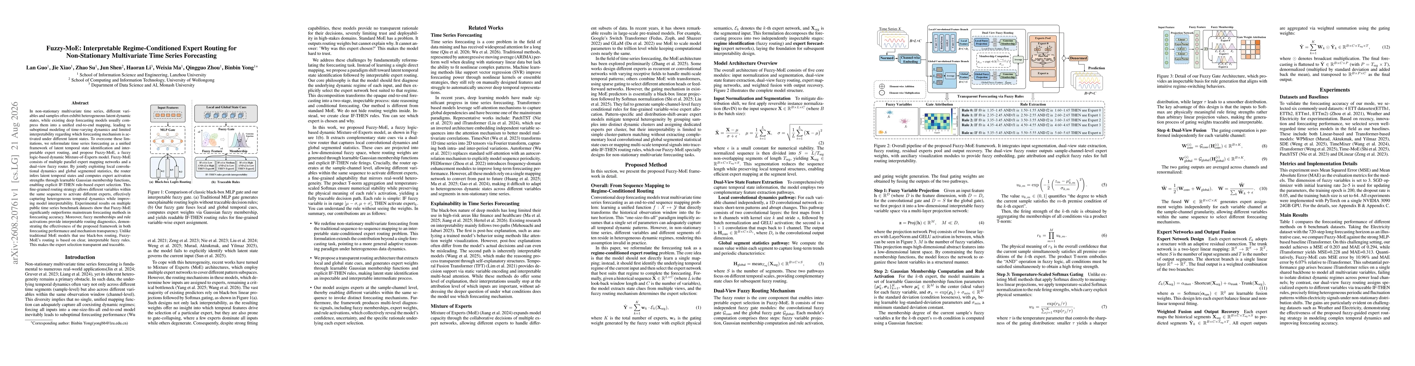 Thumbnail for Fuzzy-MoE: Interpretable Regime-Conditioned Expert Routing for Non-Stationary Multivariate Time Series Forecasting