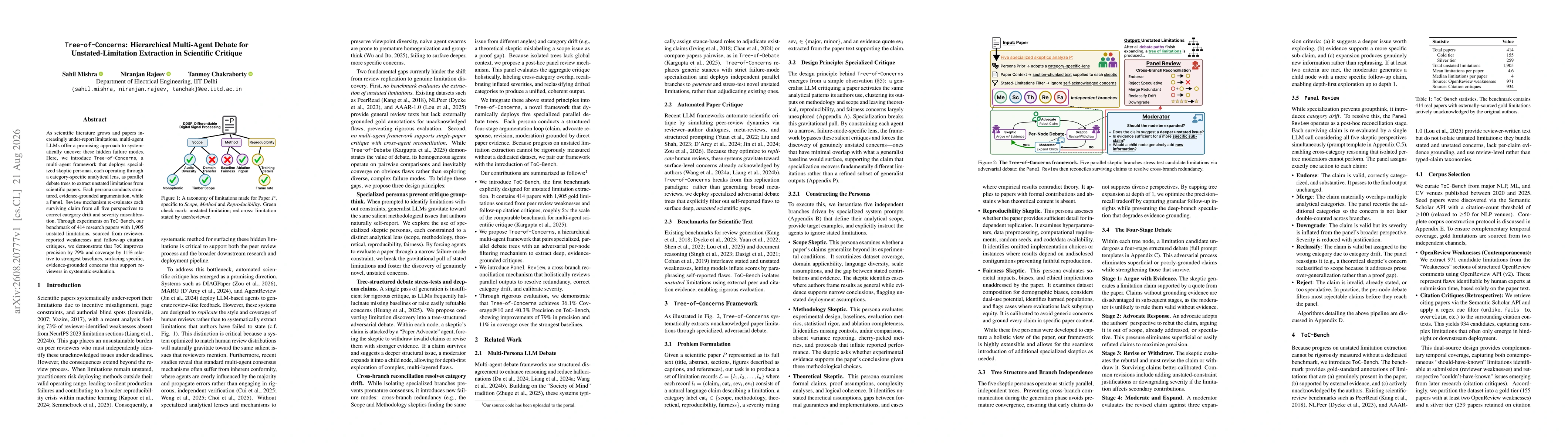 Thumbnail for Tree-of-Concerns: Hierarchical Multi-Agent Debate for Unstated-Limitation Extraction in Scientific Critique