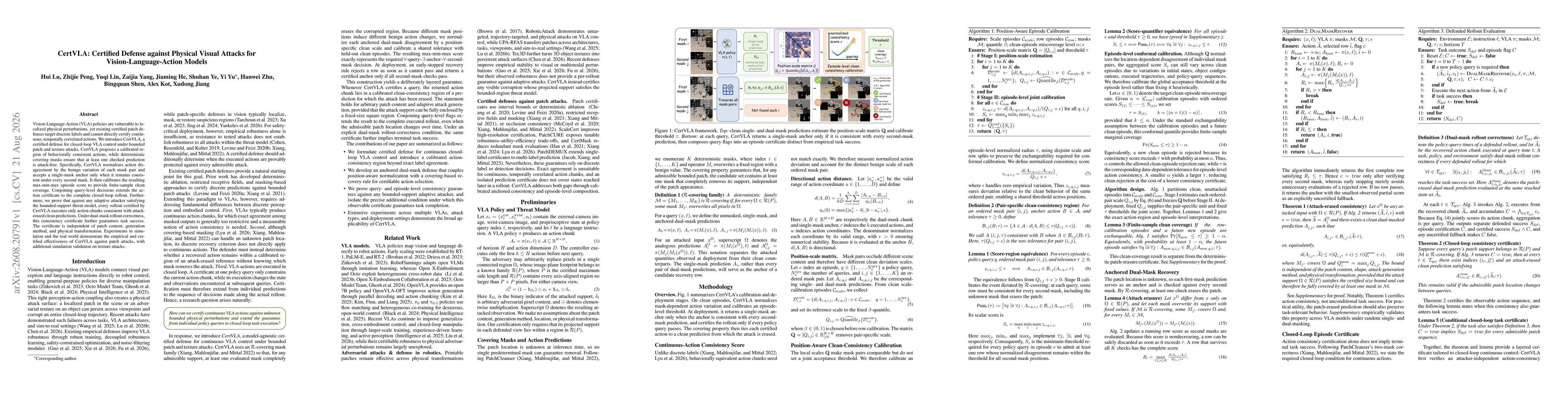 Thumbnail for CertVLA: Certified Defense against Physical Visual Attacks for Vision-Language-Action Models
