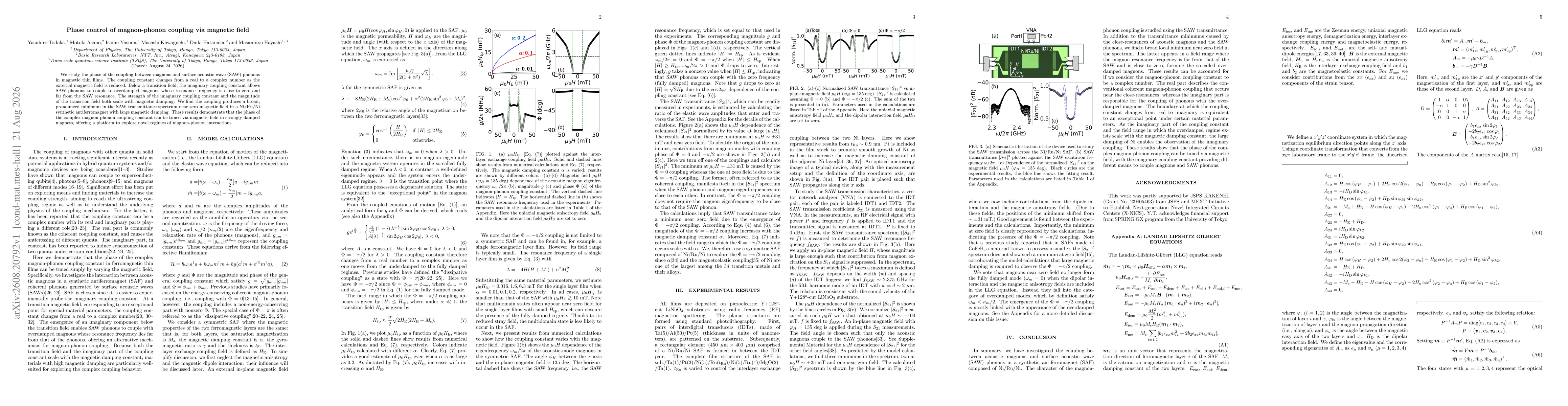 Thumbnail for Phase control of magnon-phonon coupling via magnetic field
