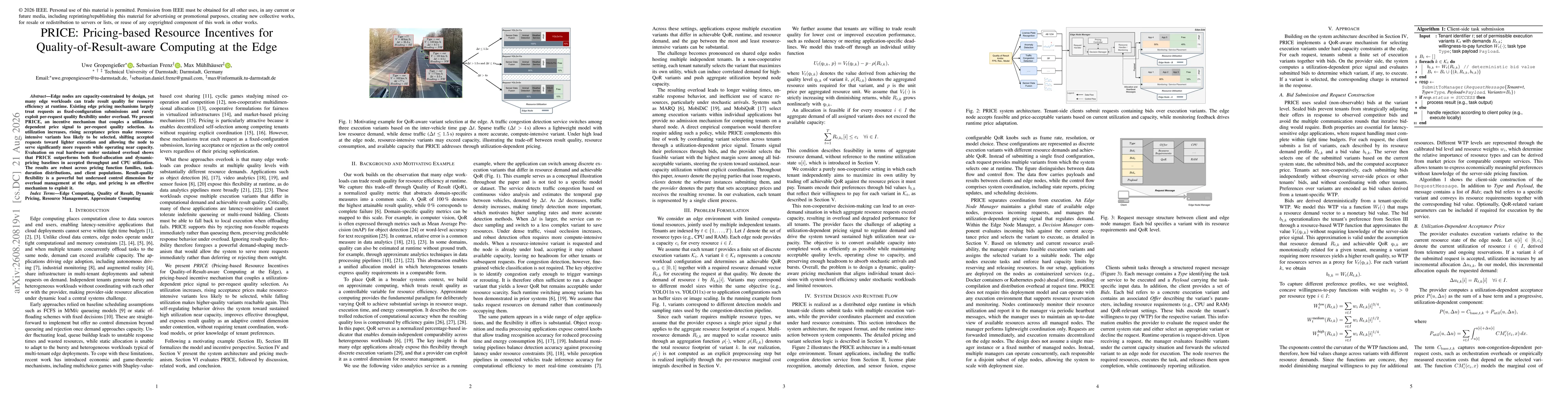 Thumbnail for PRICE: Pricing-based Resource Incentives for Quality-of-Result-aware Computing at the Edge