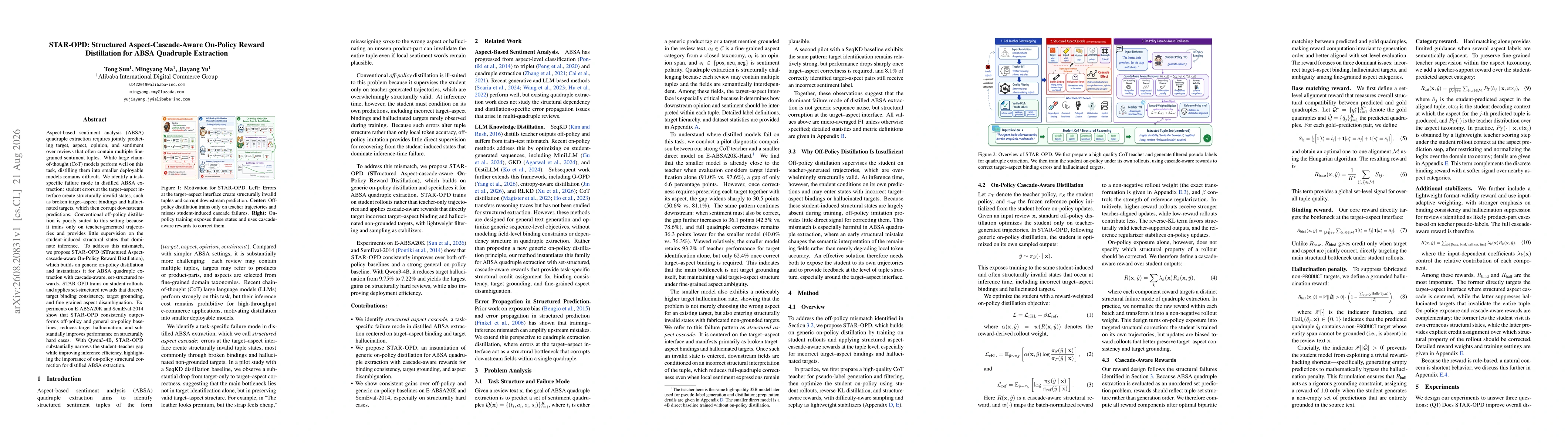 Thumbnail for STAR-OPD: Structured Aspect-Cascade-Aware On-Policy Reward Distillation for ABSA Quadruple Extraction