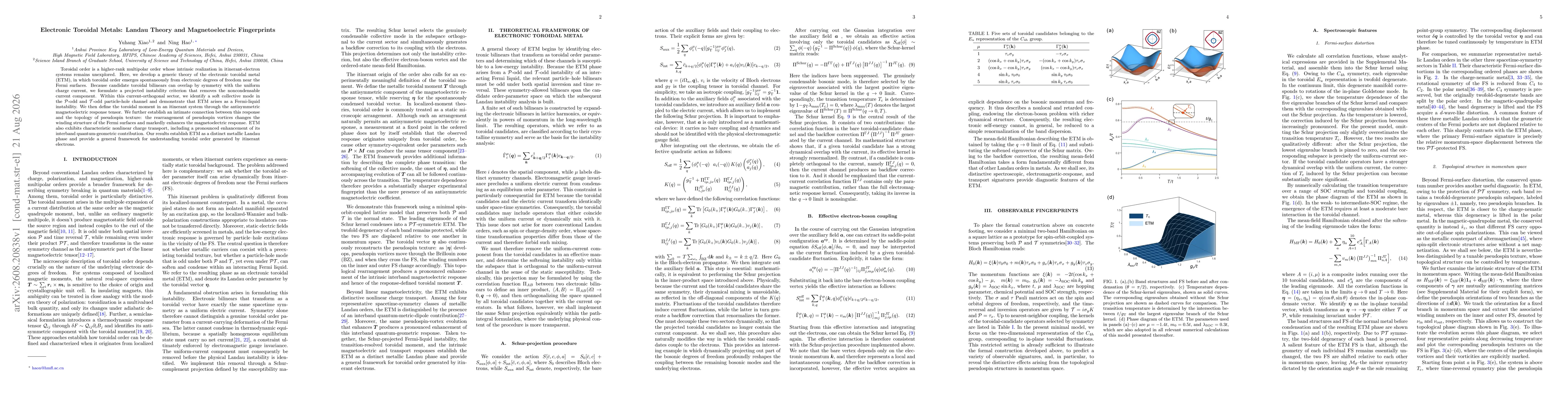Thumbnail for Electronic Toroidal Metals: Landau Theory and Magnetoelectric Fingerprints