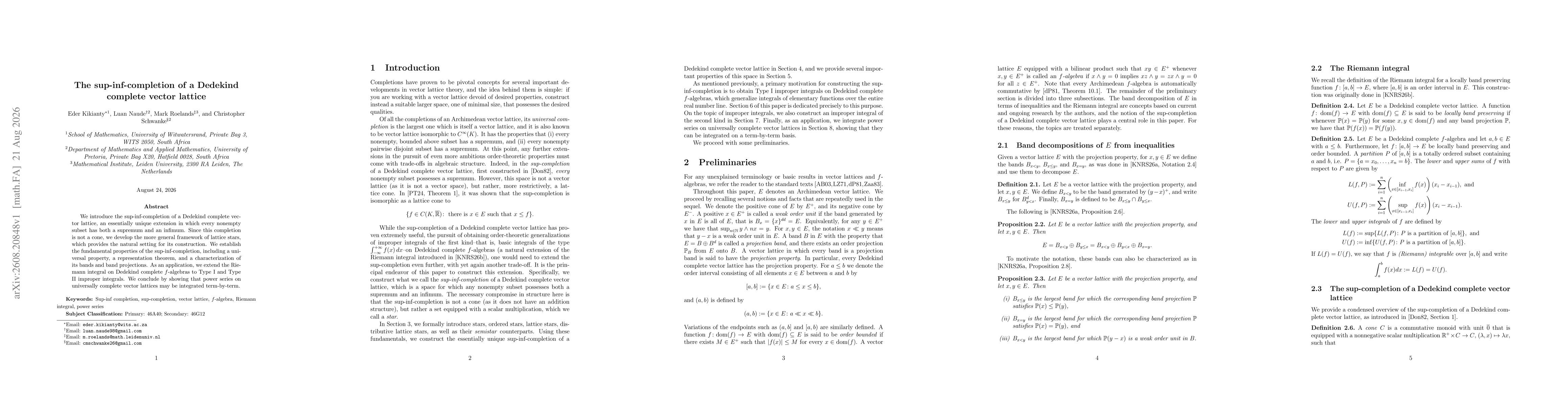 Thumbnail for The sup-inf-completion of a Dedekind complete vector lattice