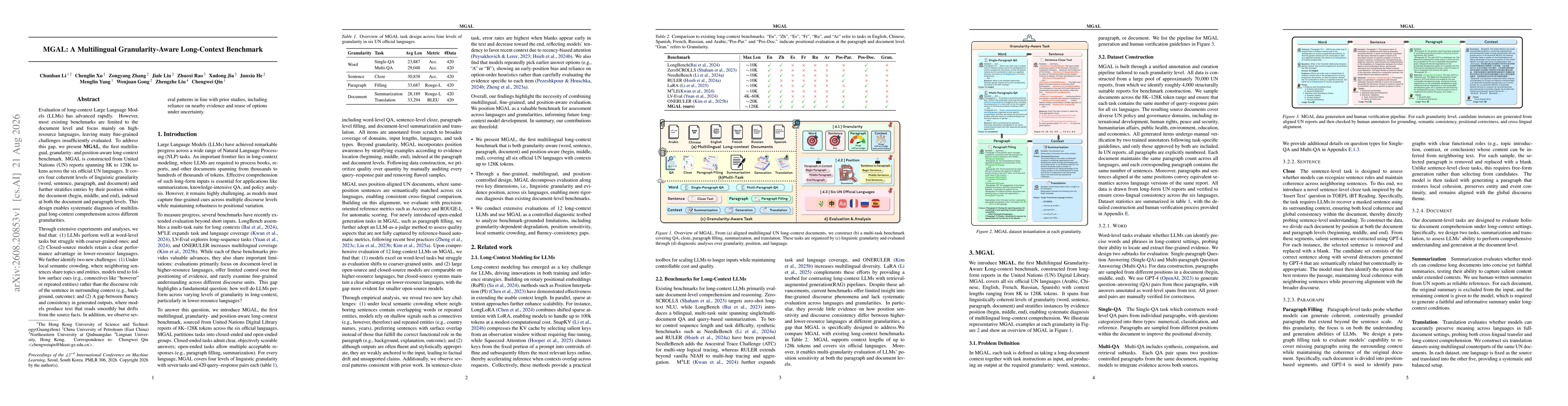 Thumbnail for MGAL: A Multilingual Granularity-Aware Long-Context Benchmark
