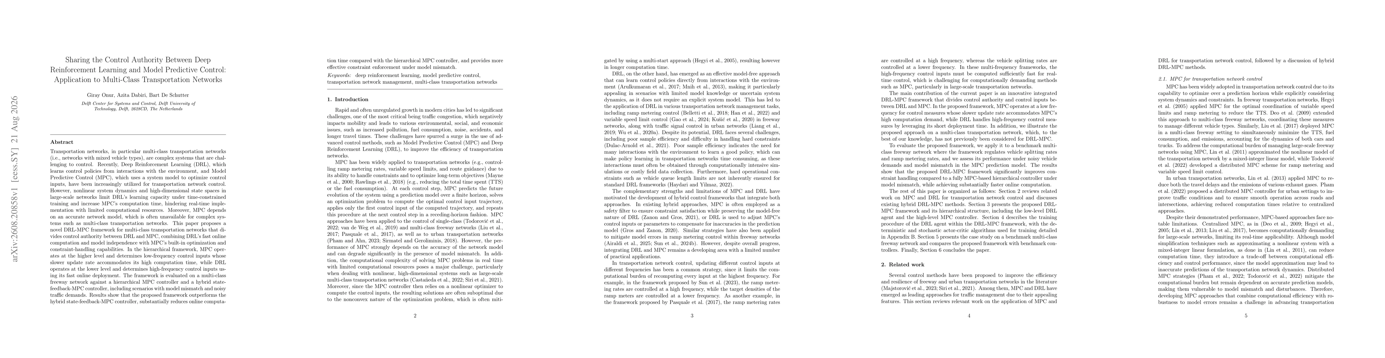 Thumbnail for Sharing the Control Authority Between Deep Reinforcement Learning and Model Predictive Control: Application to Multi-Class Transportation Networks