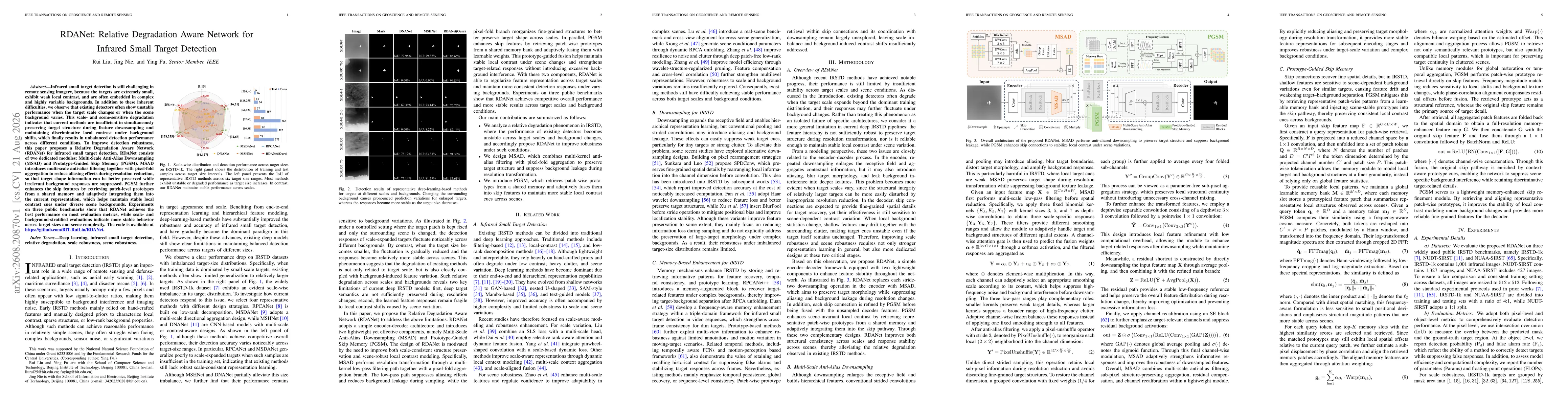 Thumbnail for RDANet: Relative Degradation Aware Network for Infrared Small Target Detection