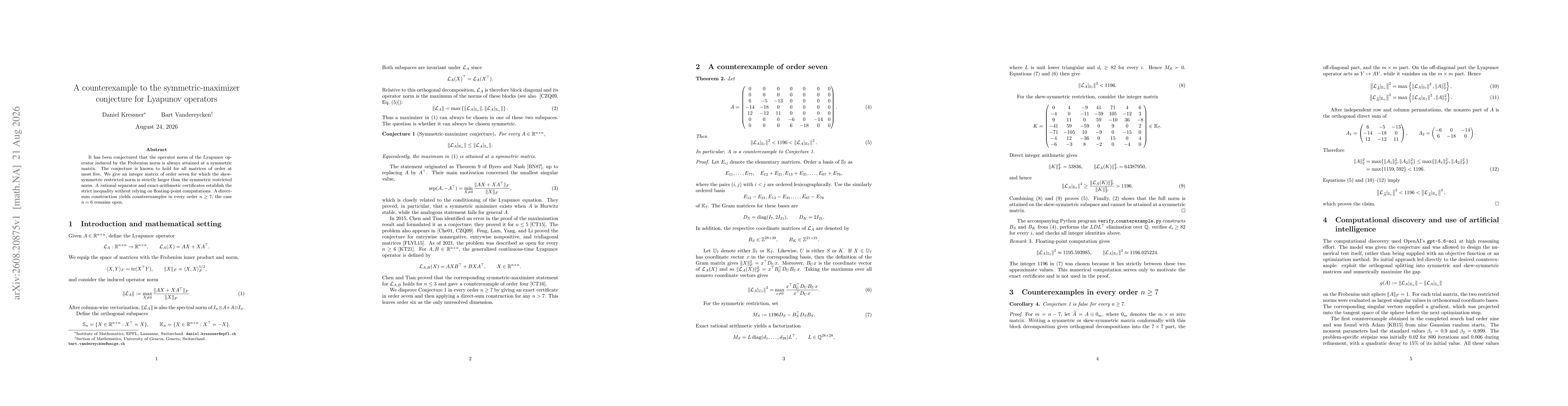 Thumbnail for A counterexample to the symmetric-maximizer conjecture for Lyapunov operators