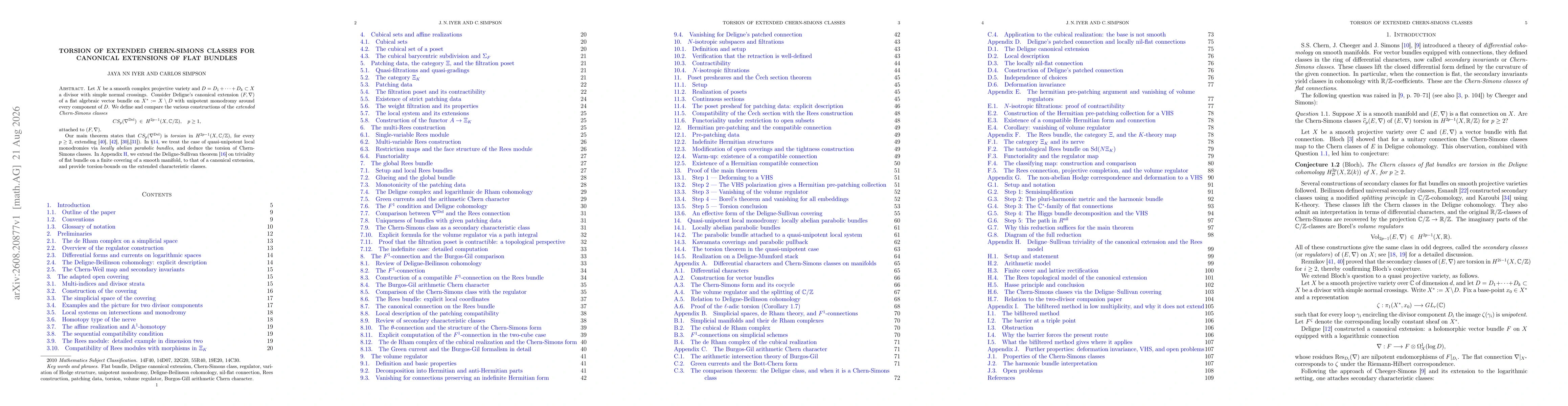 Thumbnail for Torsion of extended Chern-Simons classes for canonical extensions of flat bundles