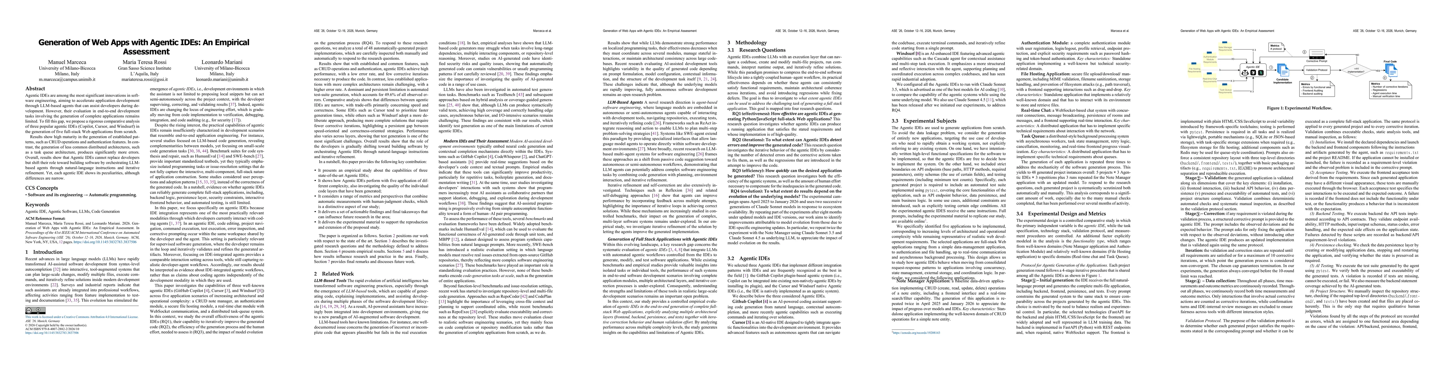 Thumbnail for Generation of Web Apps with Agentic IDEs: An Empirical Assessment