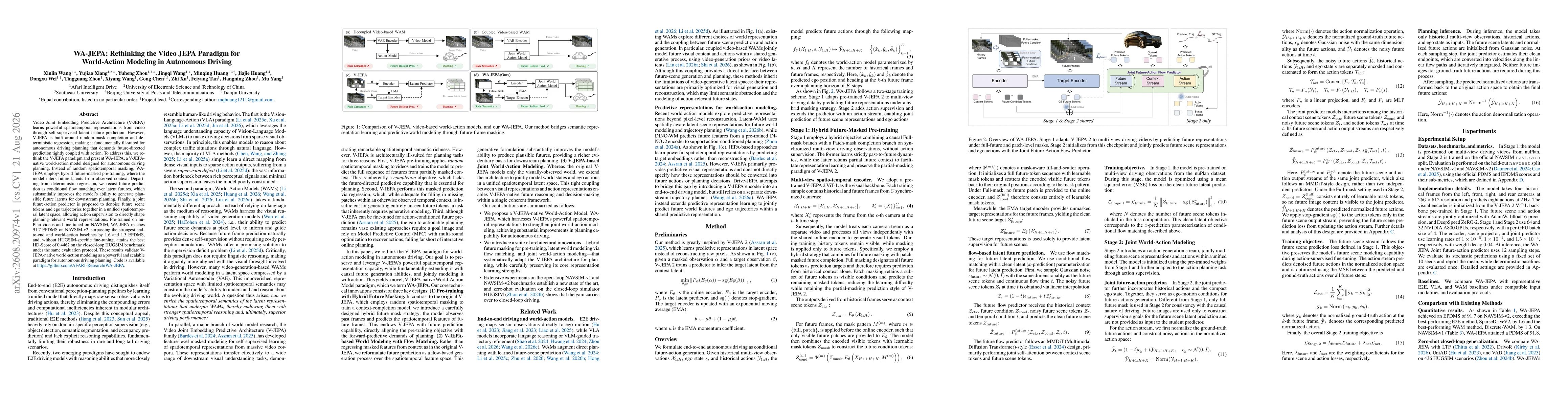 Thumbnail for WA-JEPA: Rethinking the Video JEPA Paradigm for World-Action Modeling in Autonomous Driving