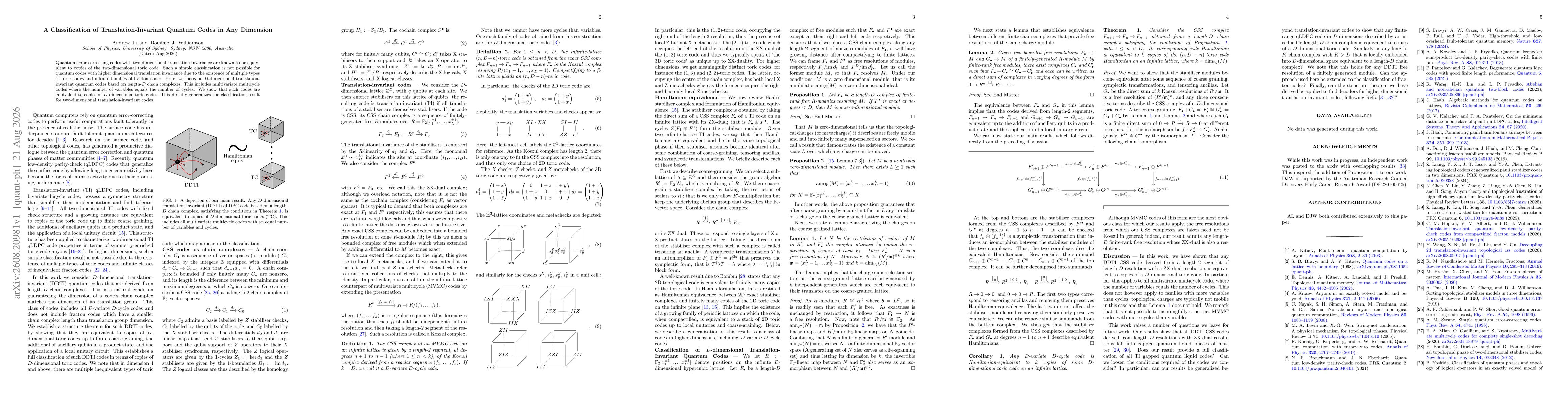 Thumbnail for A Classification of Translation-Invariant Quantum Codes in Any Dimension