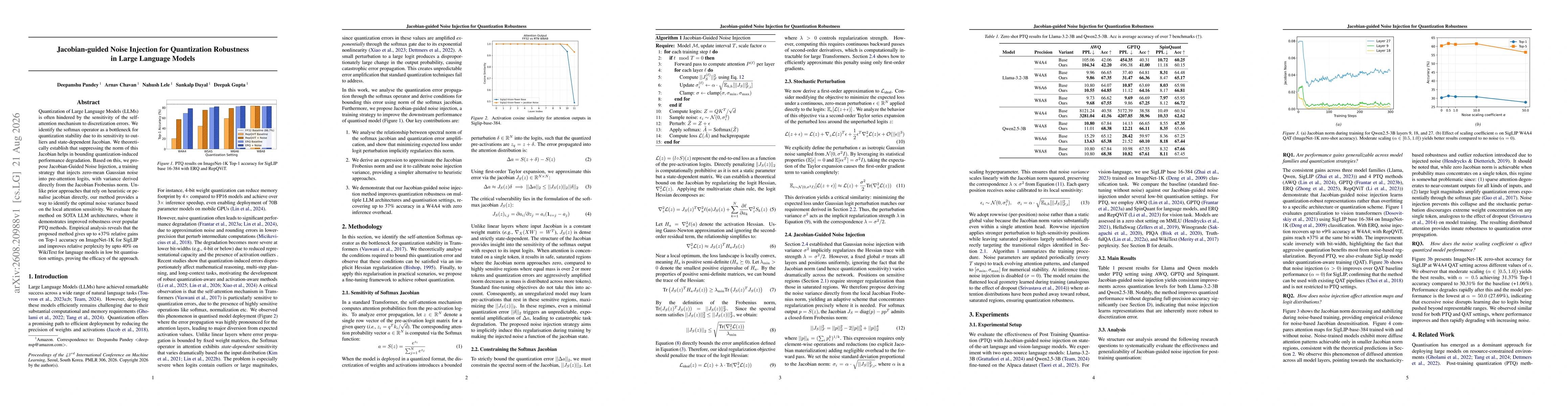 Thumbnail for Jacobian-guided Noise Injection for Quantization Robustness in Large Language Models