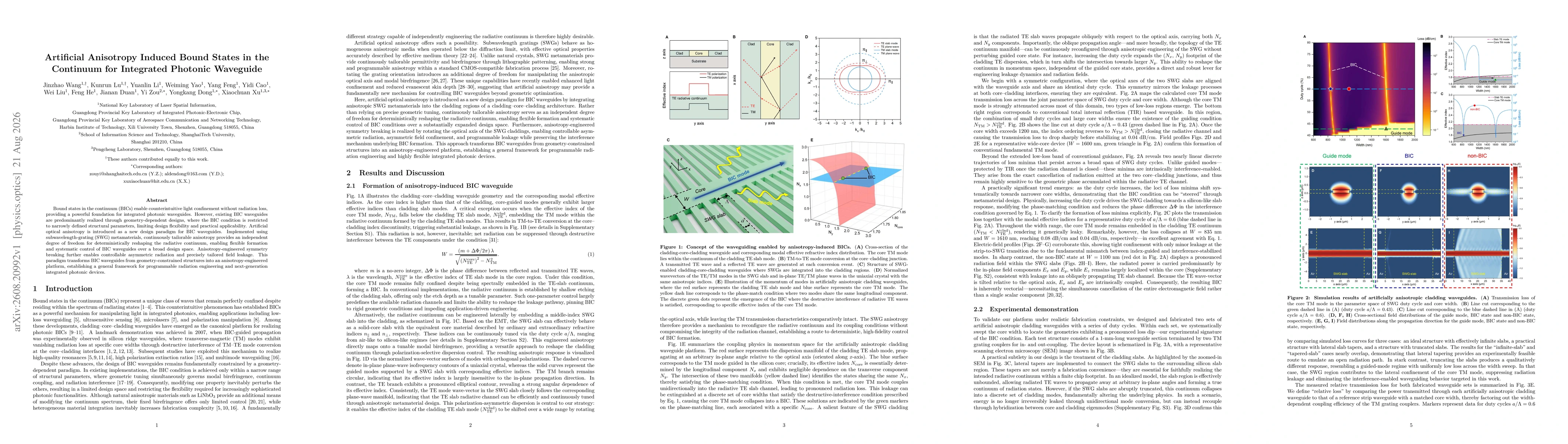 Thumbnail for Artificial Anisotropy Induced Bound States in the Continuum for Integrated Photonic Waveguide