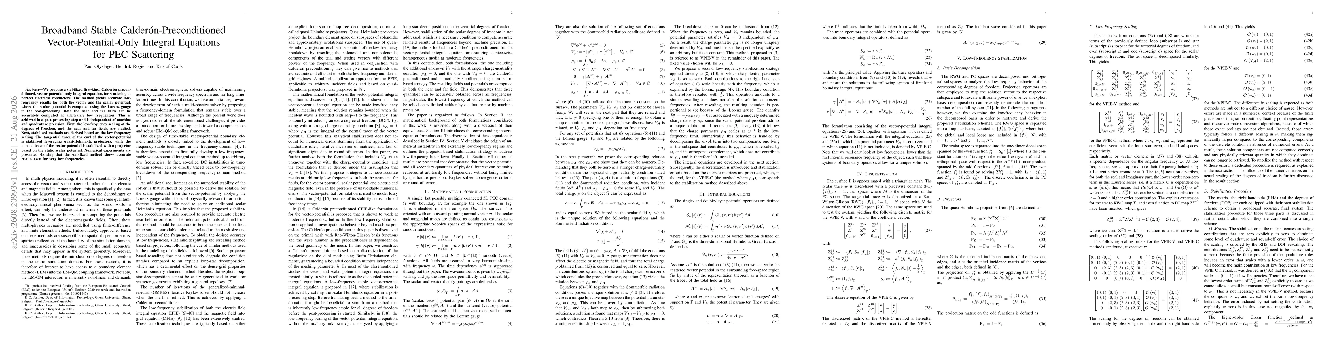 Thumbnail for Broadband Stable Calderón-Preconditioned Vector-Potential-Only Integral Equations for PEC Scattering