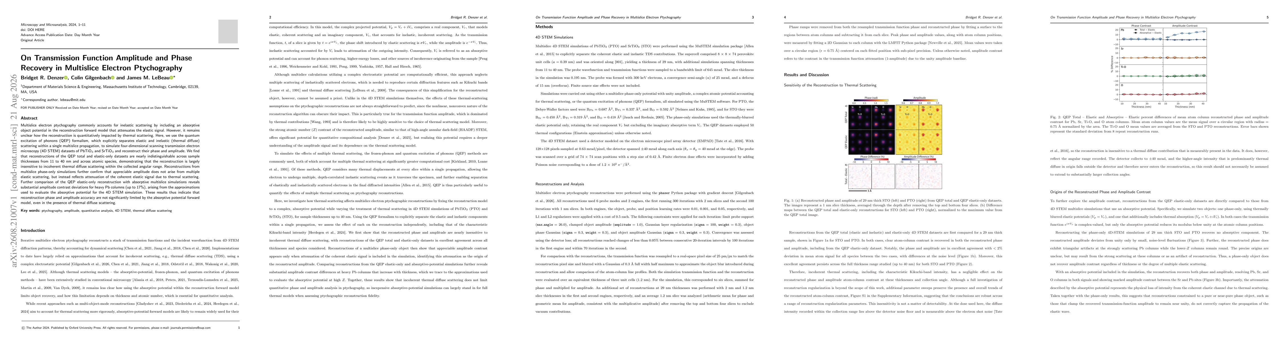Thumbnail for On Transmission Function Amplitude and Phase Recovery in Multislice Electron Ptychography