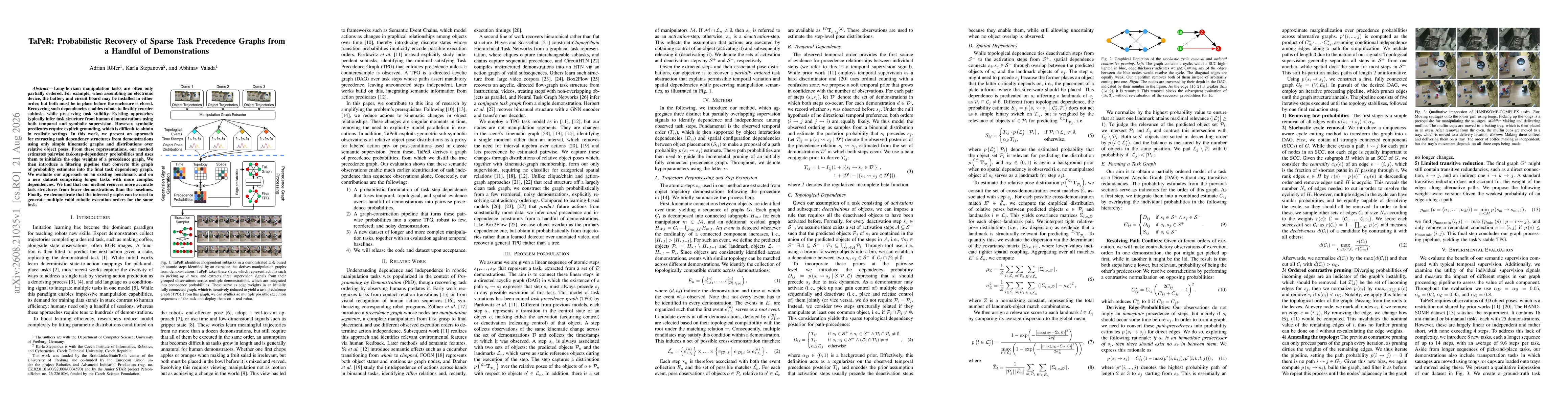 Thumbnail for TaPeR: Probabilistic Recovery of Sparse Task Precedence Graphs from a Handful of Demonstrations