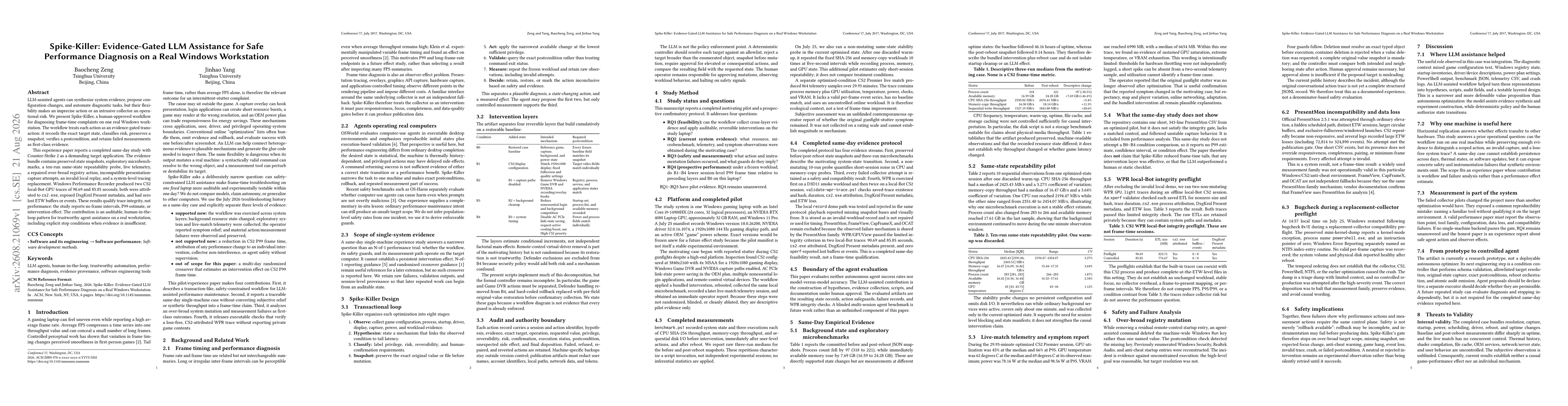 Thumbnail for Spike-Killer: Evidence-Gated LLM Assistance for Safe Performance Diagnosis on a Real Windows Workstation