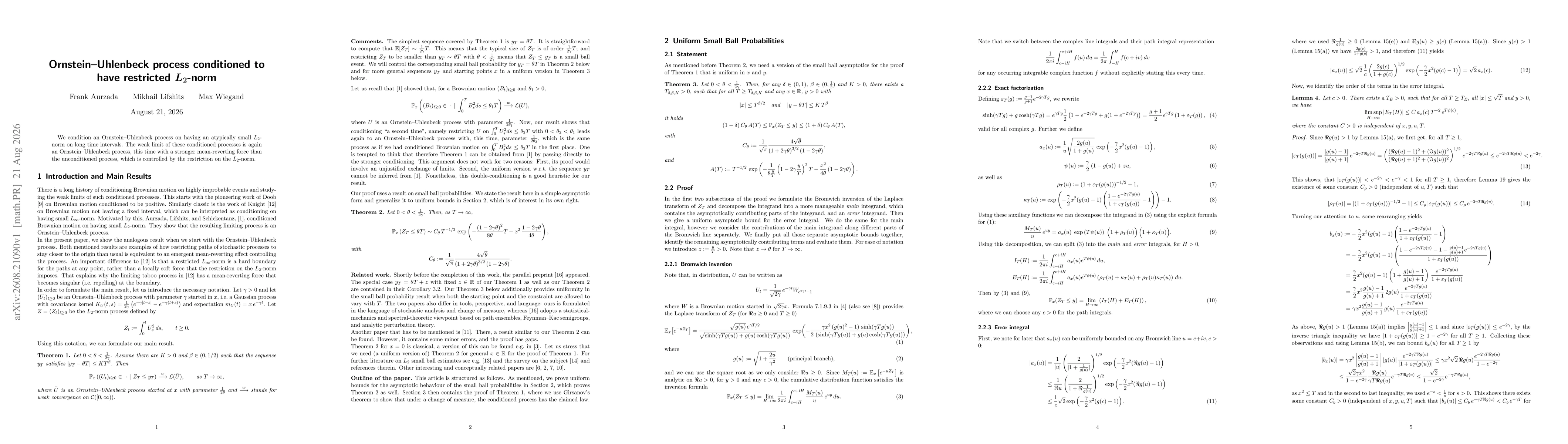 Thumbnail for Ornstein-Uhlenbeck process conditioned to have restricted $L_2$-norm