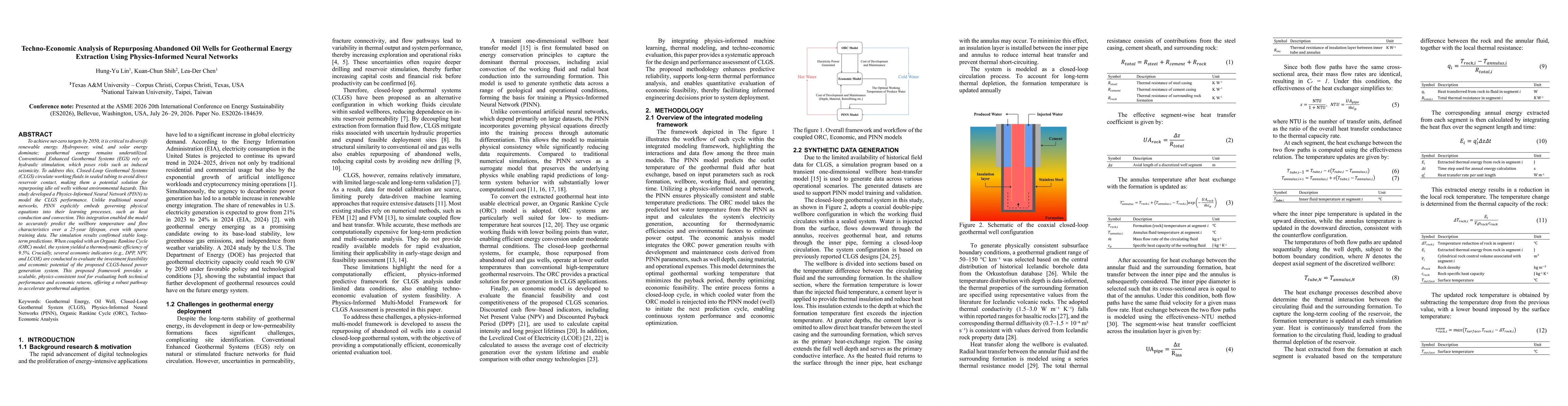 Thumbnail for Techno-Economic Analysis of Repurposing Abandoned Oil Wells for Geothermal Energy Extraction Using Physics-Informed Neural Networks