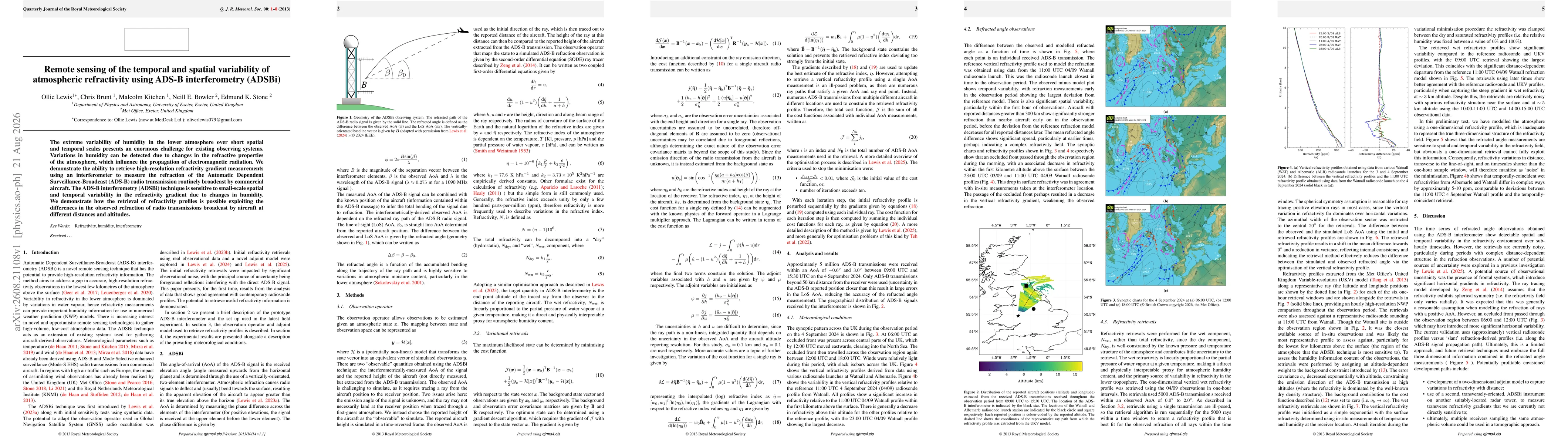 Thumbnail for Remote sensing of the temporal and spatial variability of atmospheric refractivity using ADS-B interferometry (ADSBi)