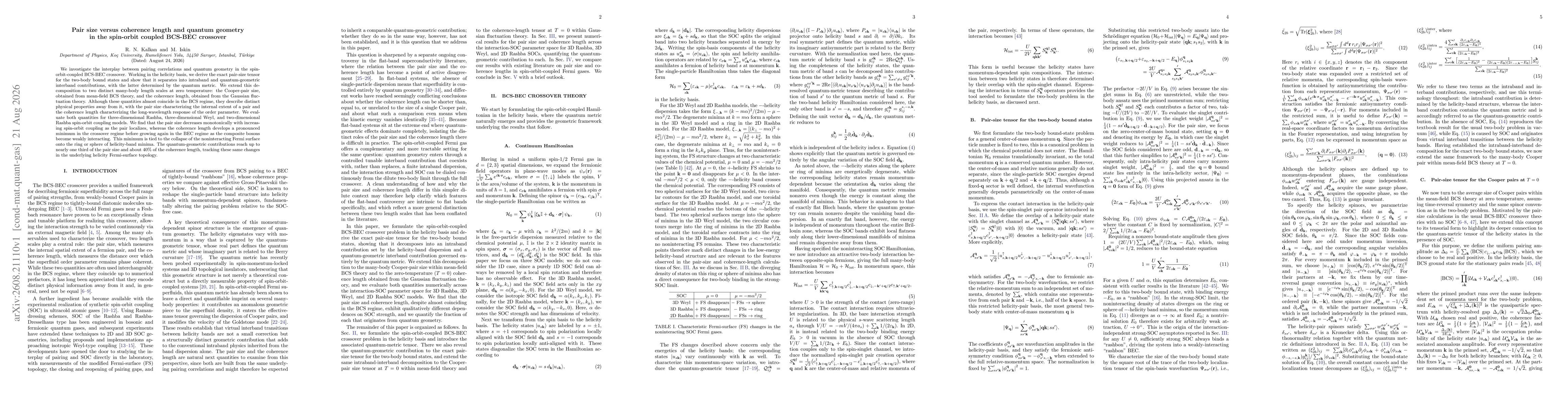 Thumbnail for Pair size versus coherence length and quantum geometry in the spin-orbit coupled BCS-BEC crossover