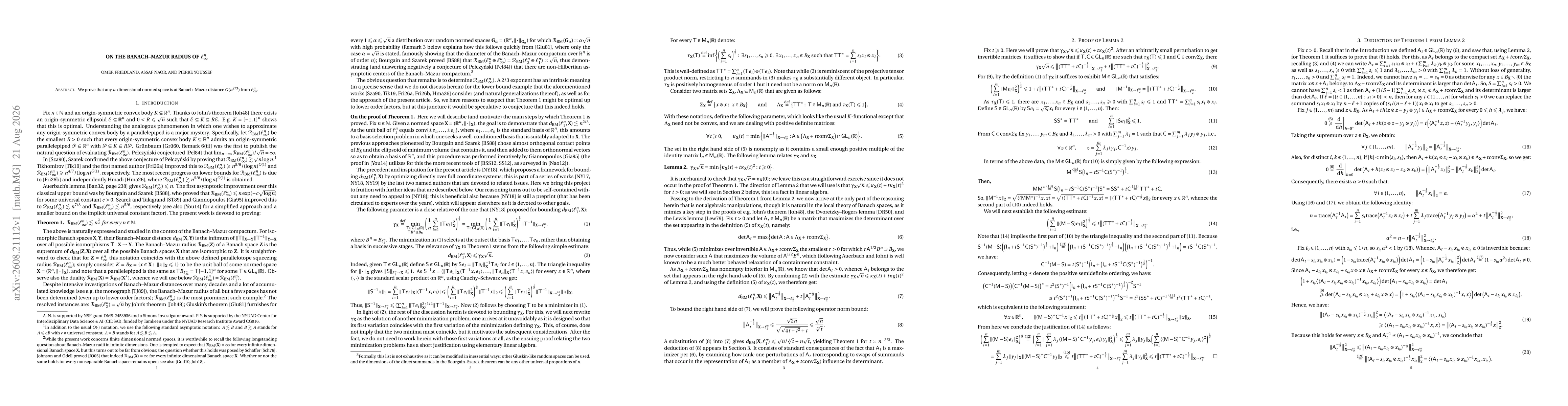 Thumbnail for On the Banach--Mazur radius of $\ell_\infty^n$