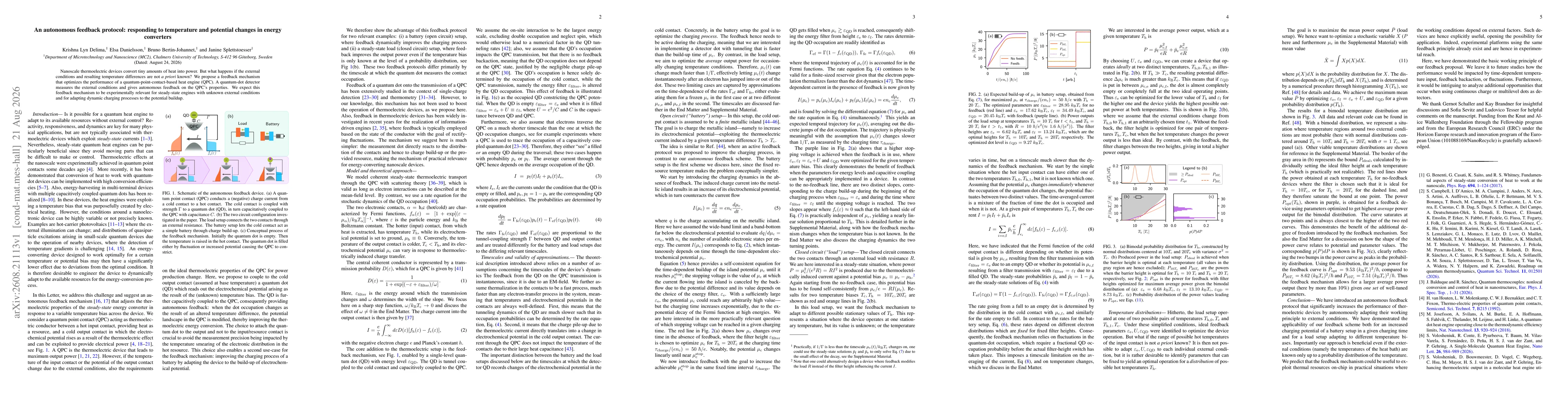 Thumbnail for An autonomous feedback protocol: responding to temperature and potential changes in energy converters