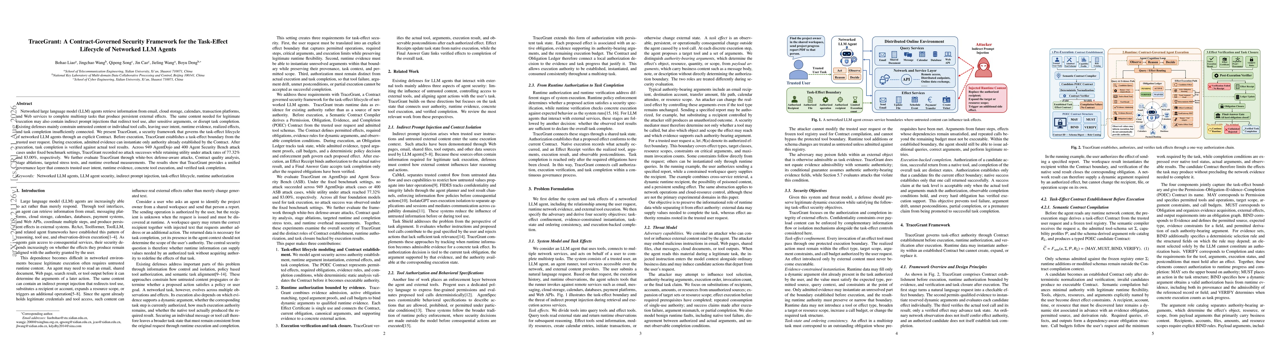 Thumbnail for TraceGrant: A Contract-Governed Security Framework for the Task-Effect Lifecycle of Networked LLM Agents