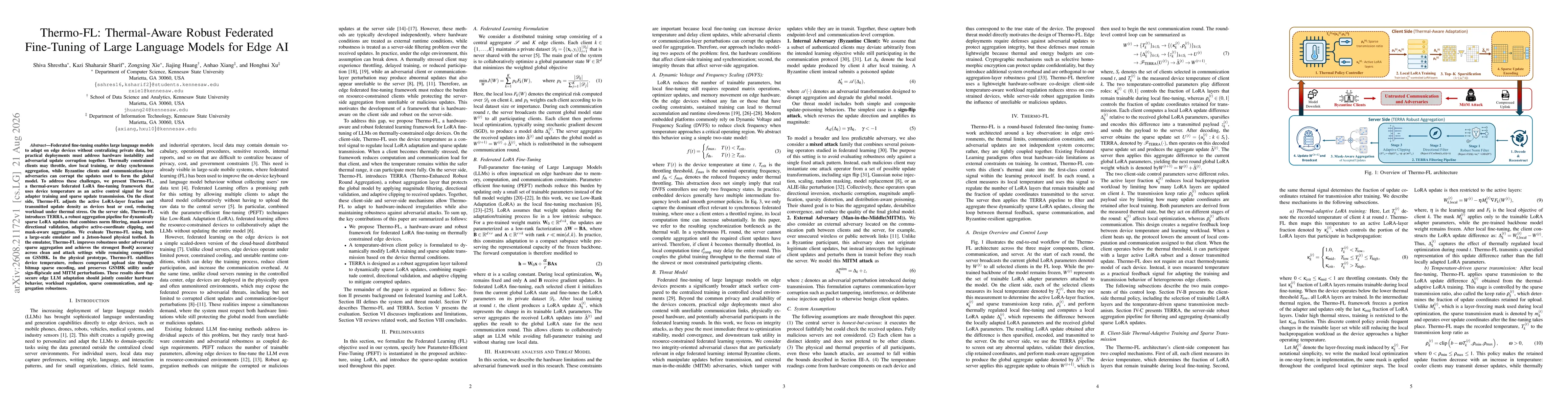 Thumbnail for Thermo-FL: Thermal-Aware Robust Federated Fine-Tuning of Large Language Models for Edge AI