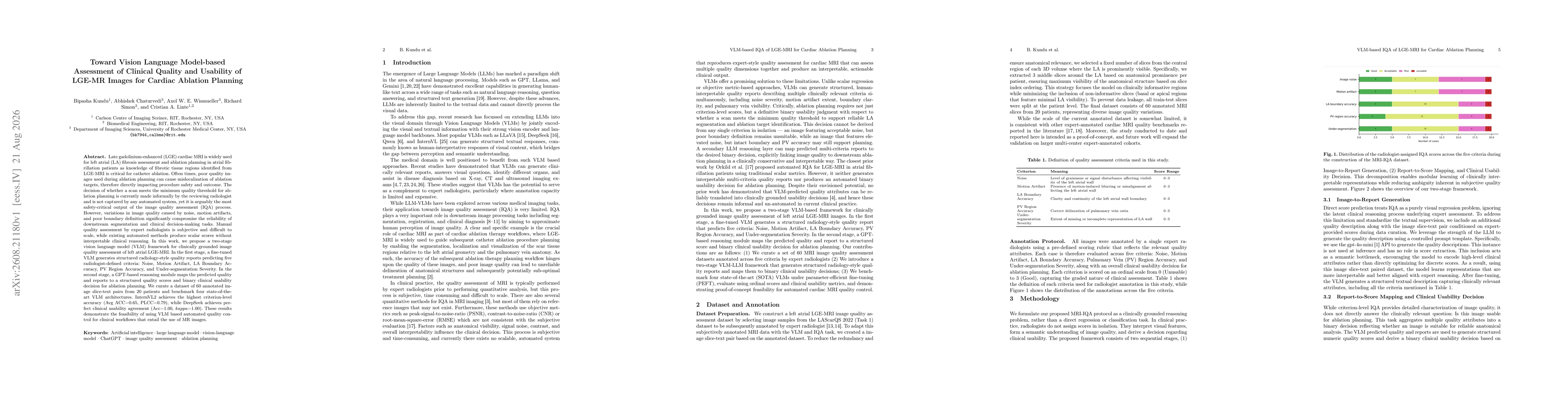 Thumbnail for Toward Vision Language Model-based Assessment of Clinical Quality and Usability of LGE-MR Images for Cardiac Ablation Planning