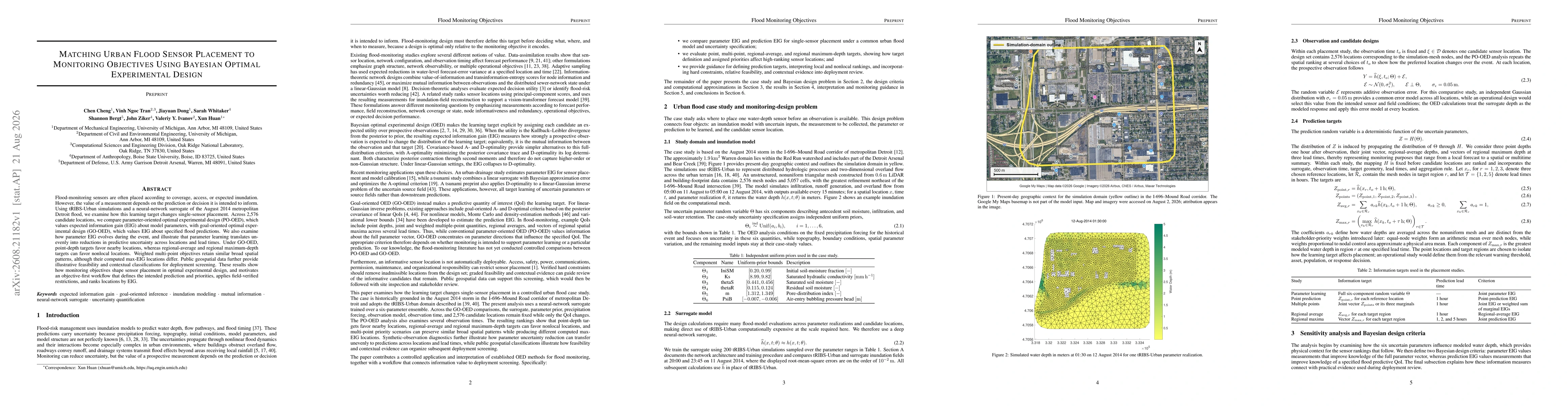 Thumbnail for Matching Urban Flood Sensor Placement to Monitoring Objectives Using Bayesian Optimal Experimental Design