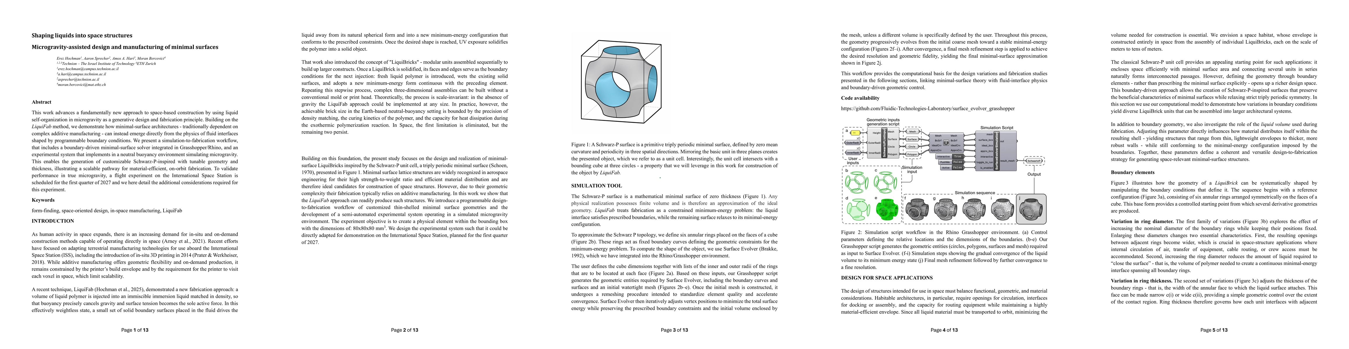 Thumbnail for Shaping liquids into space structures - microgravity-assisted design and manufacturing of minimal surfaces