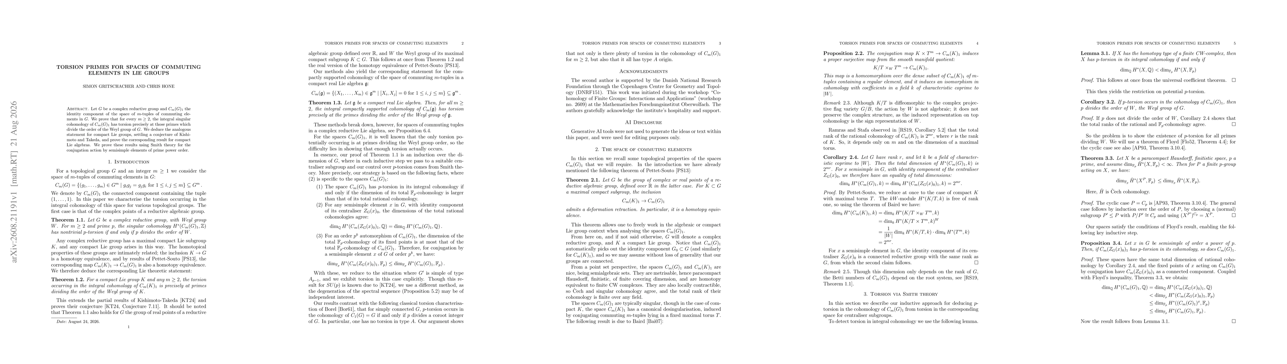 Thumbnail for Torsion primes for spaces of commuting elements in Lie groups