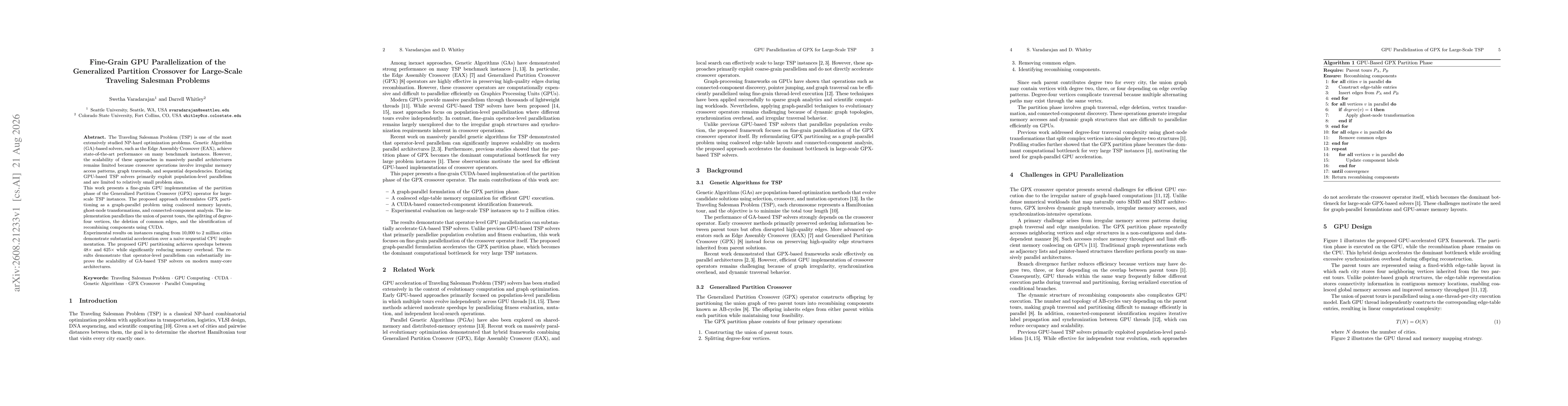 Thumbnail for Fine-Grain GPU Parallelization of the Generalized Partition Crossover for Large-Scale Traveling Salesman Problems