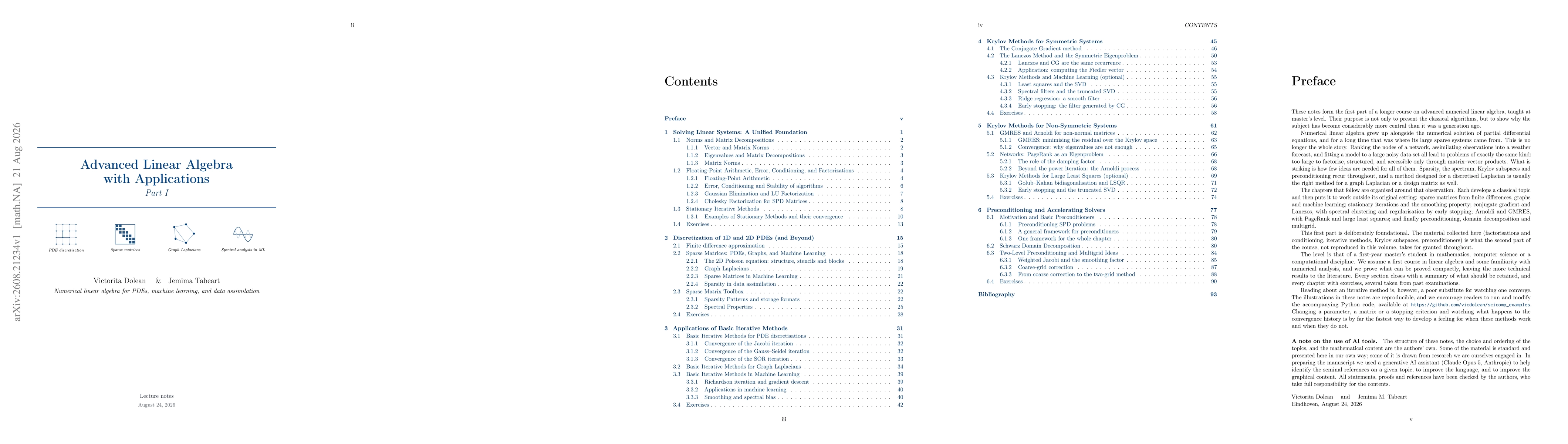 Thumbnail for Advanced Linear Algebra with Applications - Part I (Numerical linear algebra for PDEs, machine learning, and data assimilation)