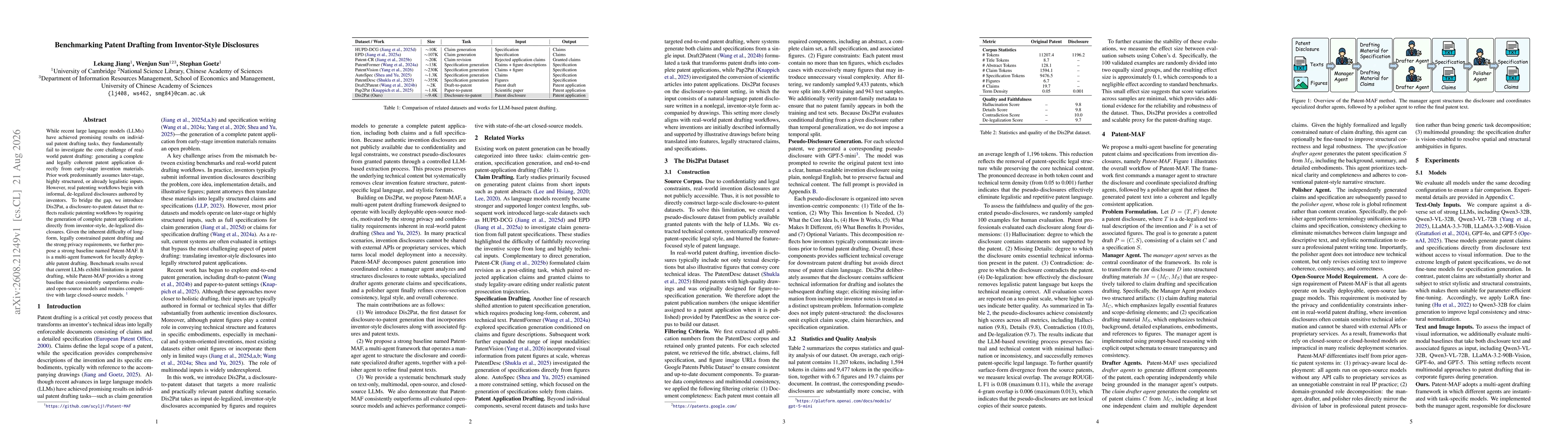 Thumbnail for Benchmarking Patent Drafting from Inventor-Style Disclosures