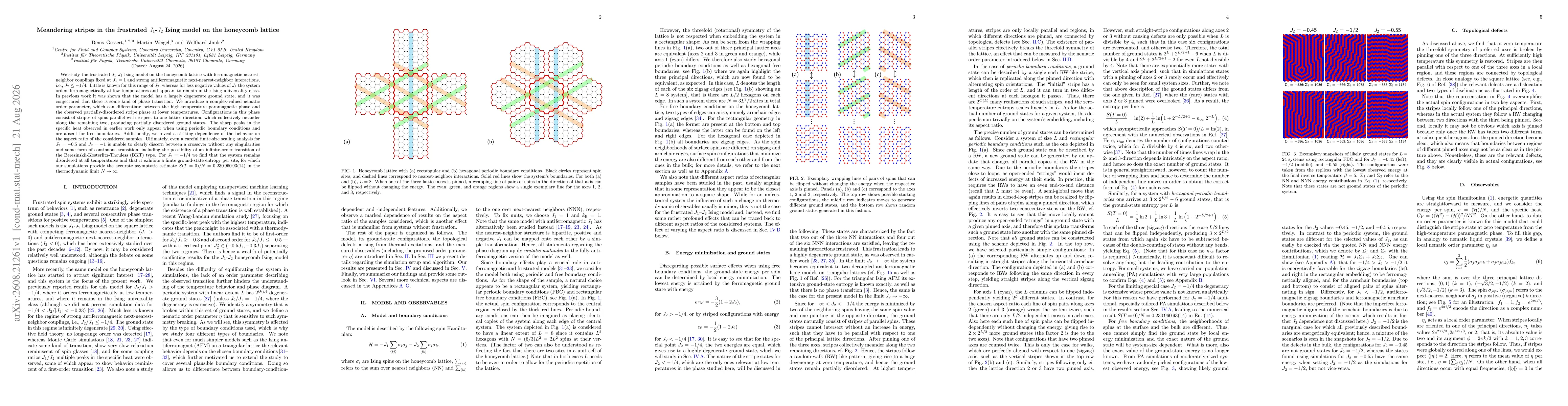 Thumbnail for Meandering stripes in the frustrated $J_1$-$J_2$ Ising model on the honeycomb lattice