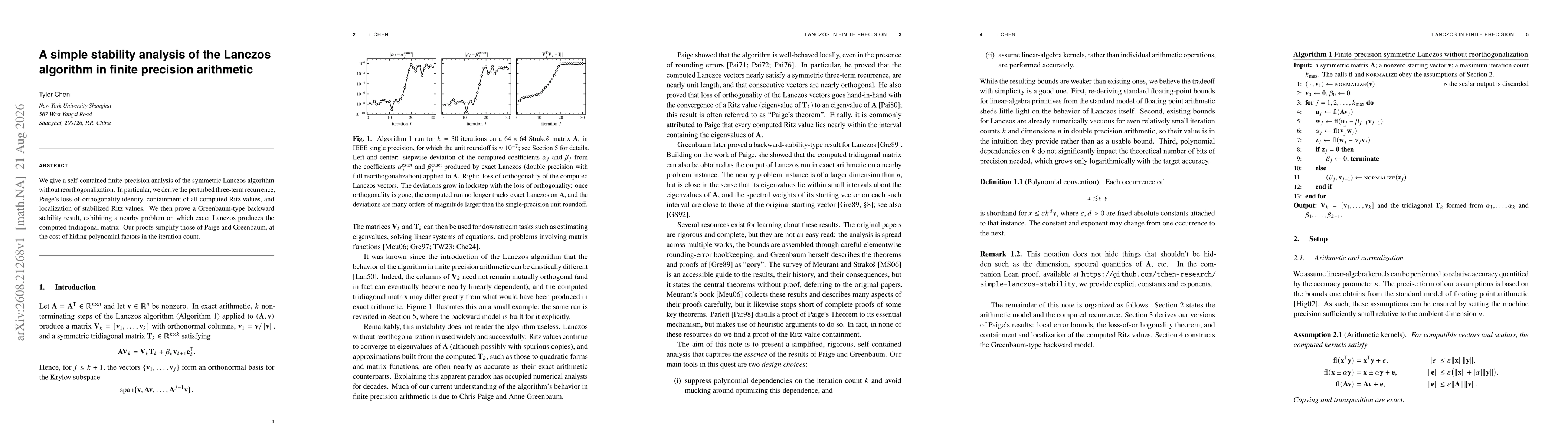 Thumbnail for A simple stability analysis of the Lanczos algorithm in finite precision arithmetic