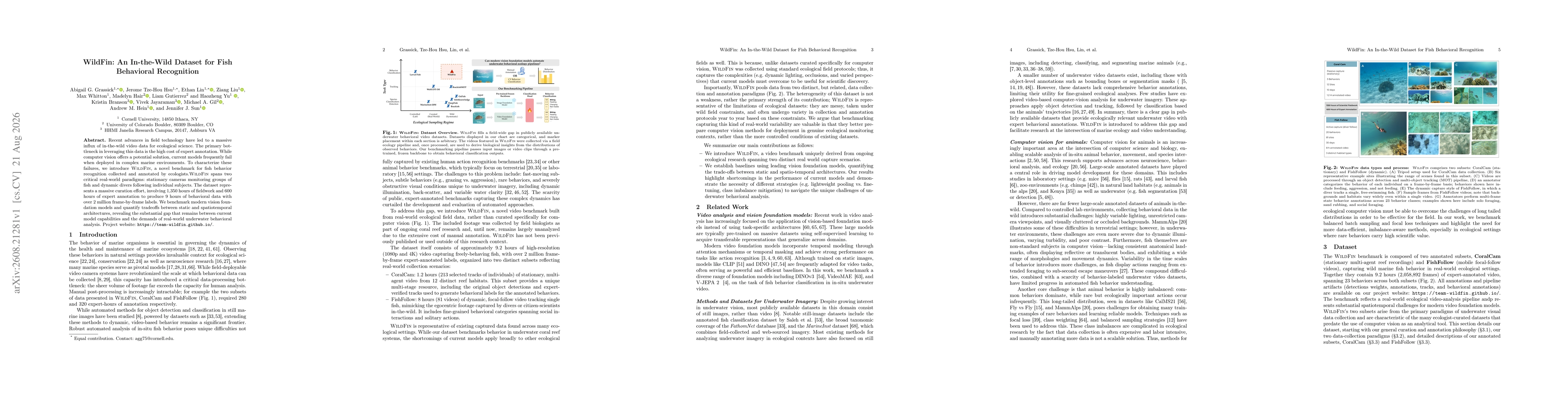 Thumbnail for WildFin: An In-the-Wild Dataset for Fish Behavioral Recognition
