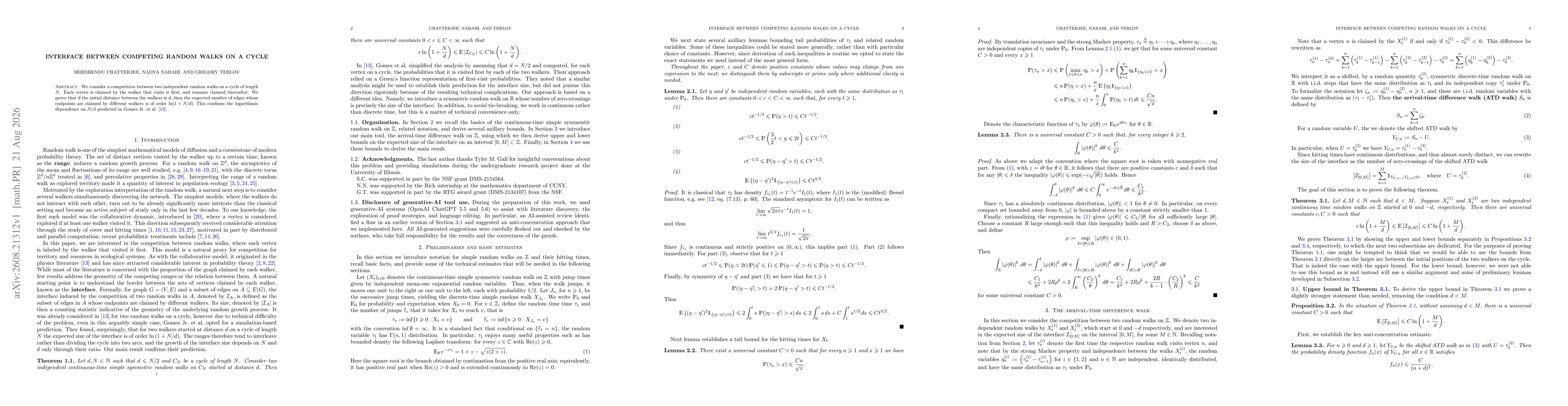 Thumbnail for Interface between competing random walks on a cycle