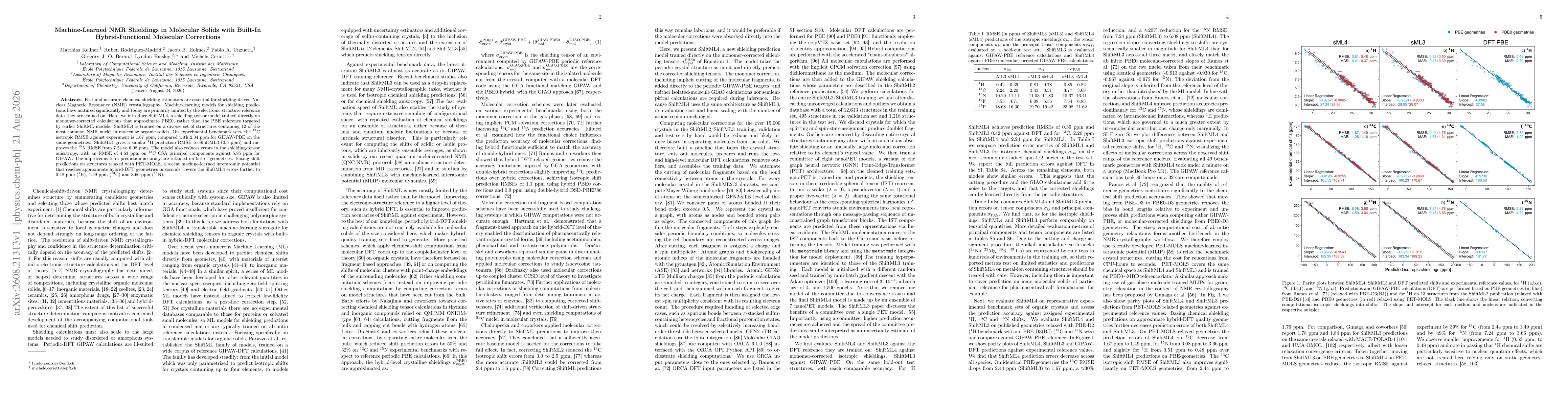 Thumbnail for Machine-Learned NMR Shieldings in Molecular Solids with Built-In Hybrid-Functional Molecular Corrections
