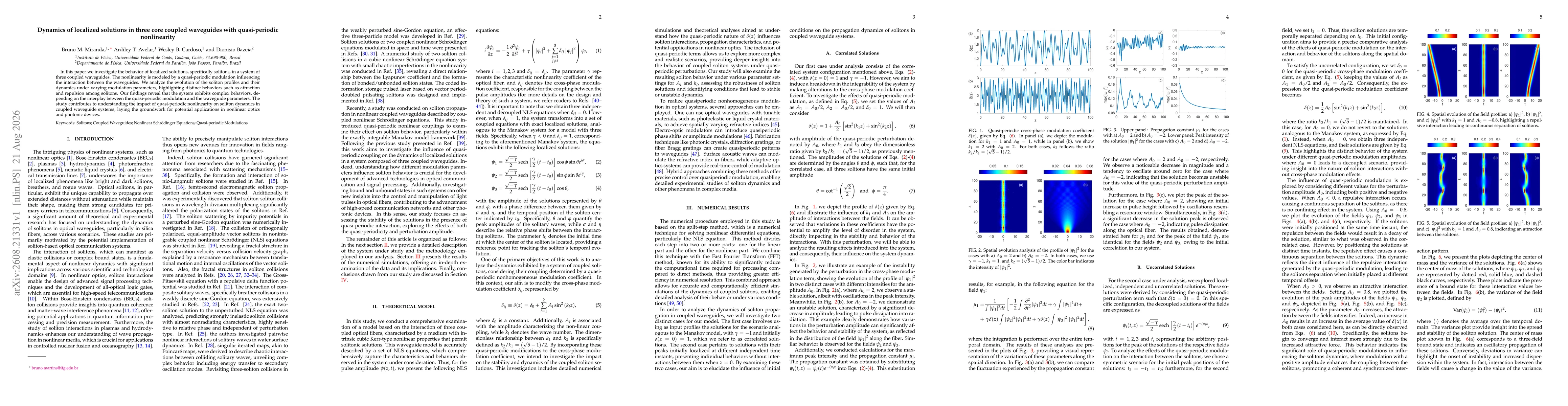 Thumbnail for Dynamics of localized solutions in three core coupled waveguides with quasi-periodic nonlinearity